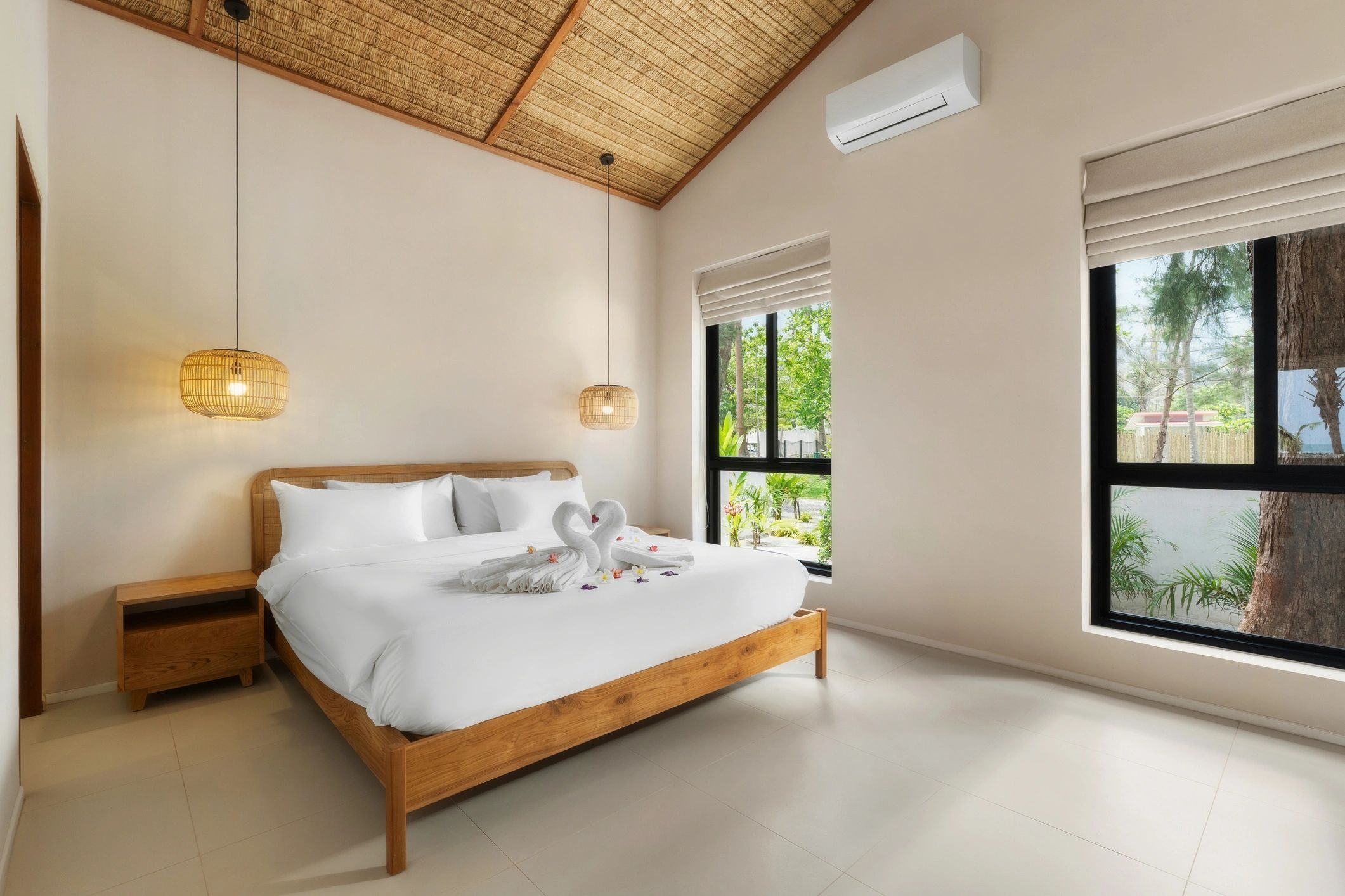 Inviting bedroom interior with natural textures