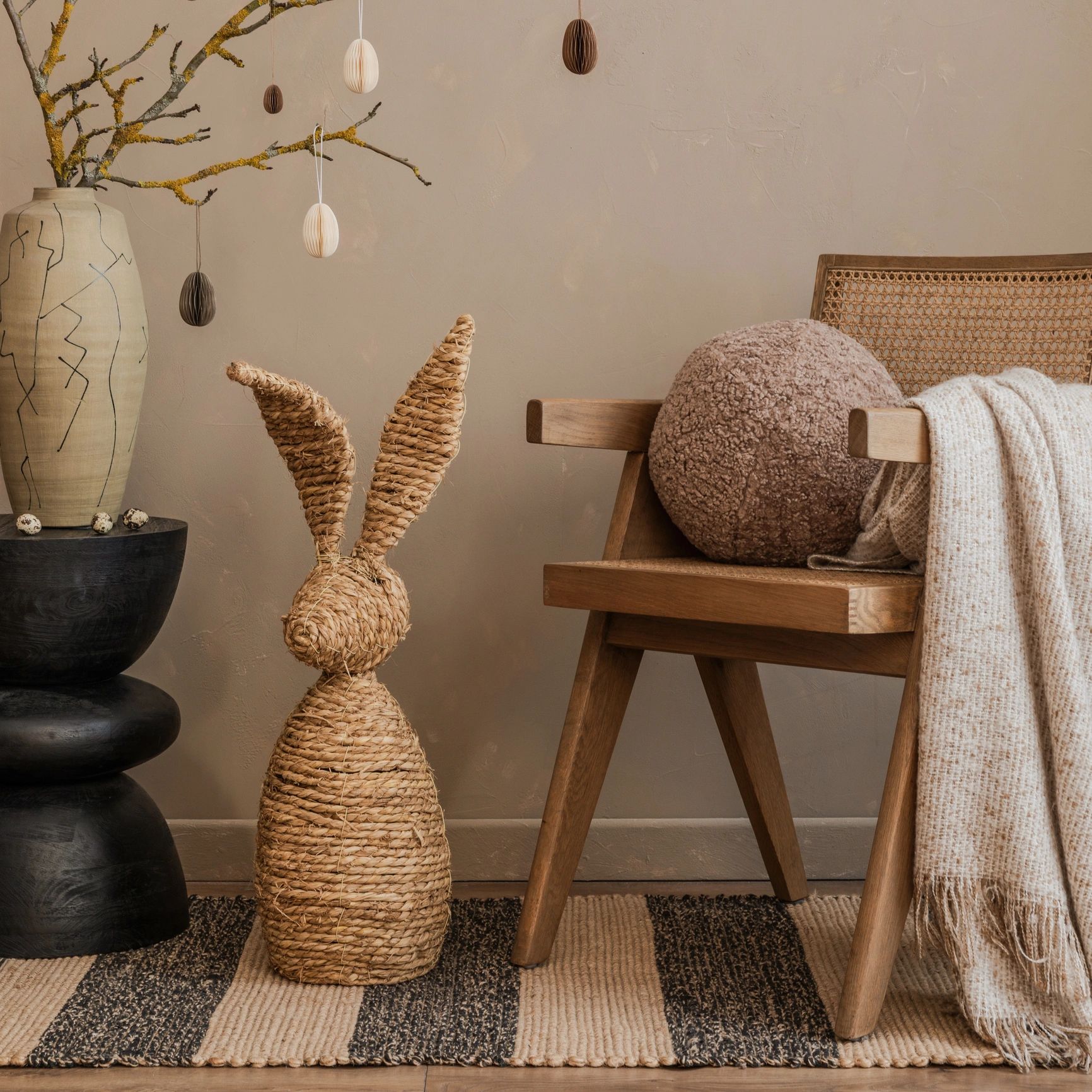 Soft neutral home décor vignette